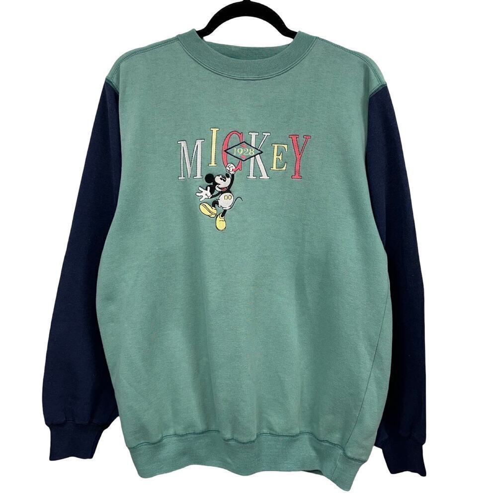 Disney Mickey Crewneck Sweatshirt in Green and Navy